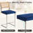 Set Of 2 Velvet Upholstered Bar Stool With Woven Rattan Back And Metal Leg-376877069