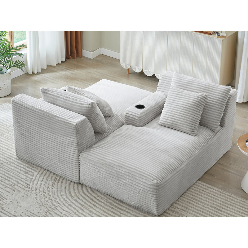 Méridienne double Corduroy, Gris clair