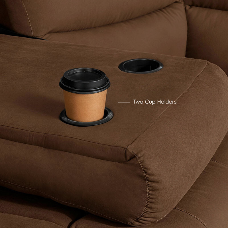 Ensemble de salon inclinable manuel en microfibre 3 pièces, Brown