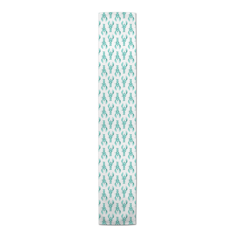 Mckinley Whales Table Runner, 90" L x 16" W, Teal, Eller Geometric