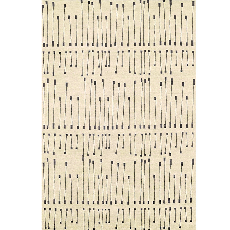 Wool Abstract Area Rug in Ivory/Black