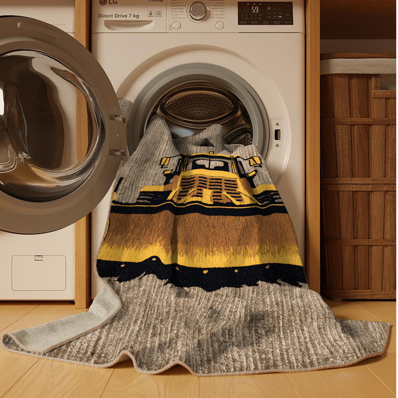 Machine Washable Transportation Brown Area Rug, Carré 3 pi