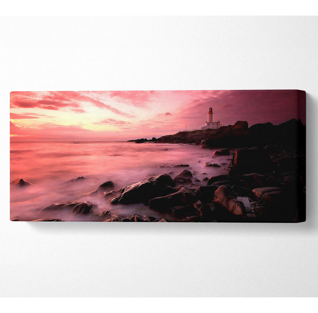 Leuchtturm Sonnenuntergang Panoramaleinwand