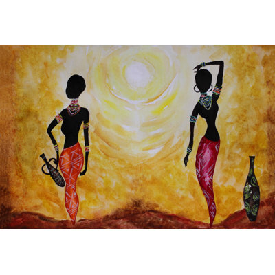 Girls With Jug - Wrapped Canvas Print