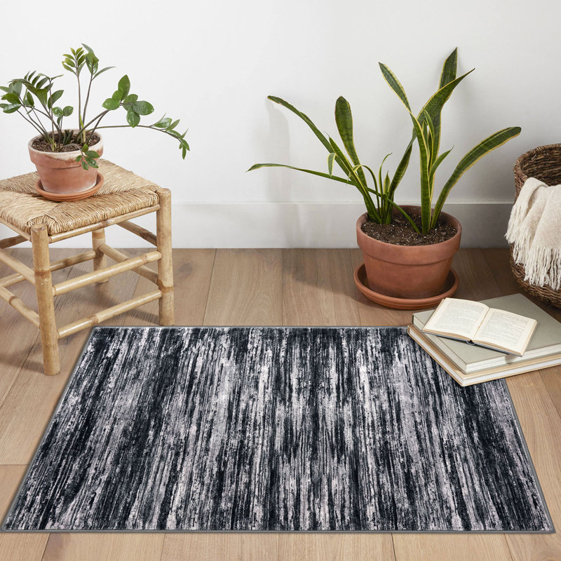 Modern Abstract Washable Rug 2x3 Throw Rug with Rubber Backing Small Area Rug for Entryway Kitchen , Rectangle 2' x 3'