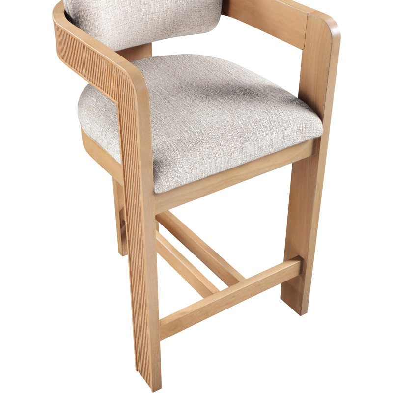 Sacha Howley Upholstered Stool, Natural, Linen Textured, Beige