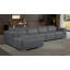 Canapé modulaire en forme de L 4 pièces en cuir véritable gris foncé avec 2 fauteuils inclinables électriques et appuis-tête réglables orientés vers la gauche-133065247-133065245