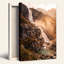 Cascading Waterfall Over Rocky Mountains in Autumn Light Canvas Wall Art-133520093