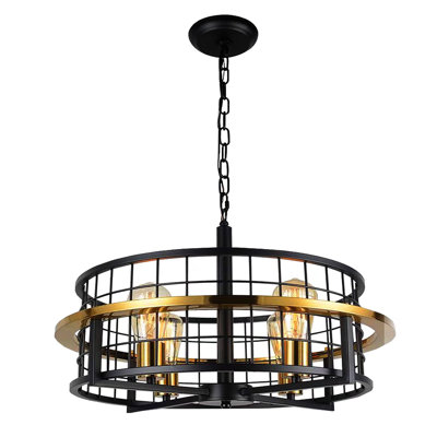 Lustre noir industriel 4 lumières Farmhouse