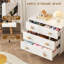 Commode enfant blanche à 3 tiroirs avec adorables poignées en bois en forme d'animaux – Meuble de rangement sécuritaire, spacieux et moderne pour chambre d'enfant