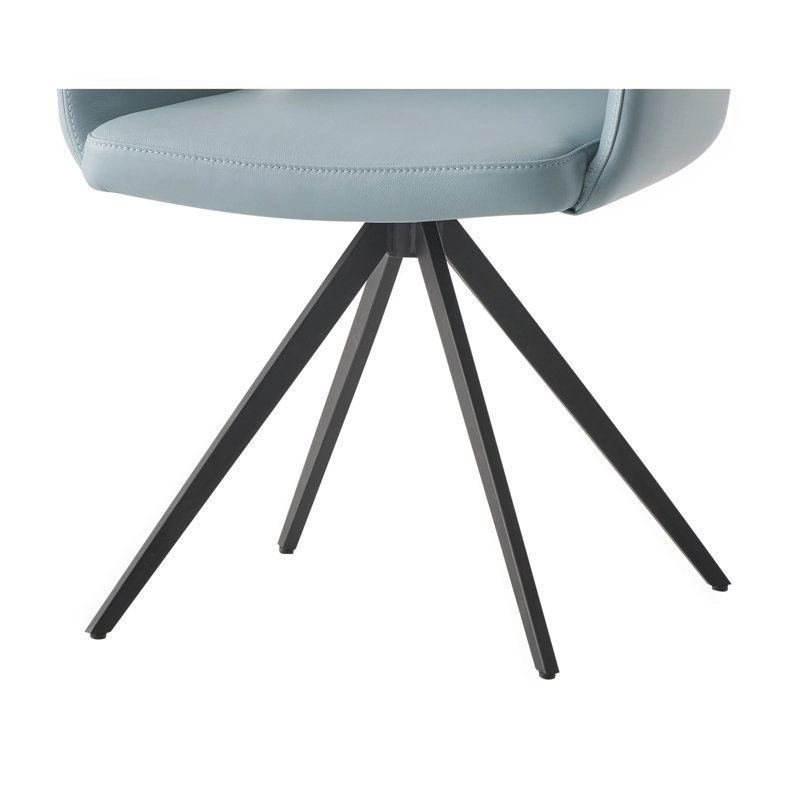 Fauteuil en cuir bleu clair et finition noire avec pivot