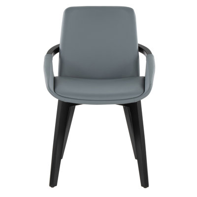 Chaise en similicuir gris et bambou