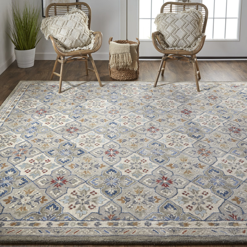 Azalea Hand Tufted Wool Oriental Area Rug, Rectangle 5' x 8'