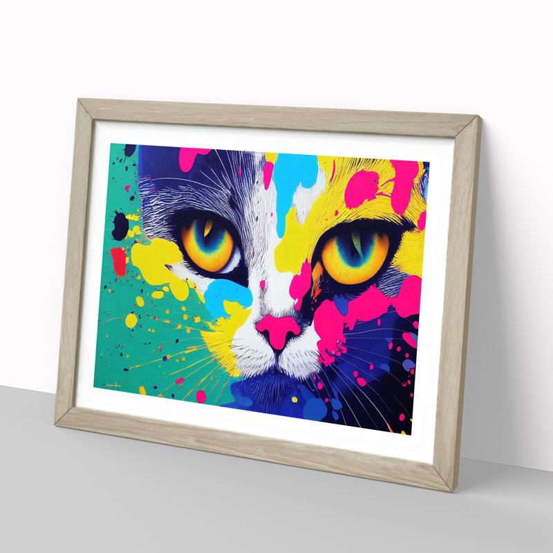 Cat Splashed Vol.3 Abstract - Framed Print, 46cm H x 64cm W x 2cm D, Oak