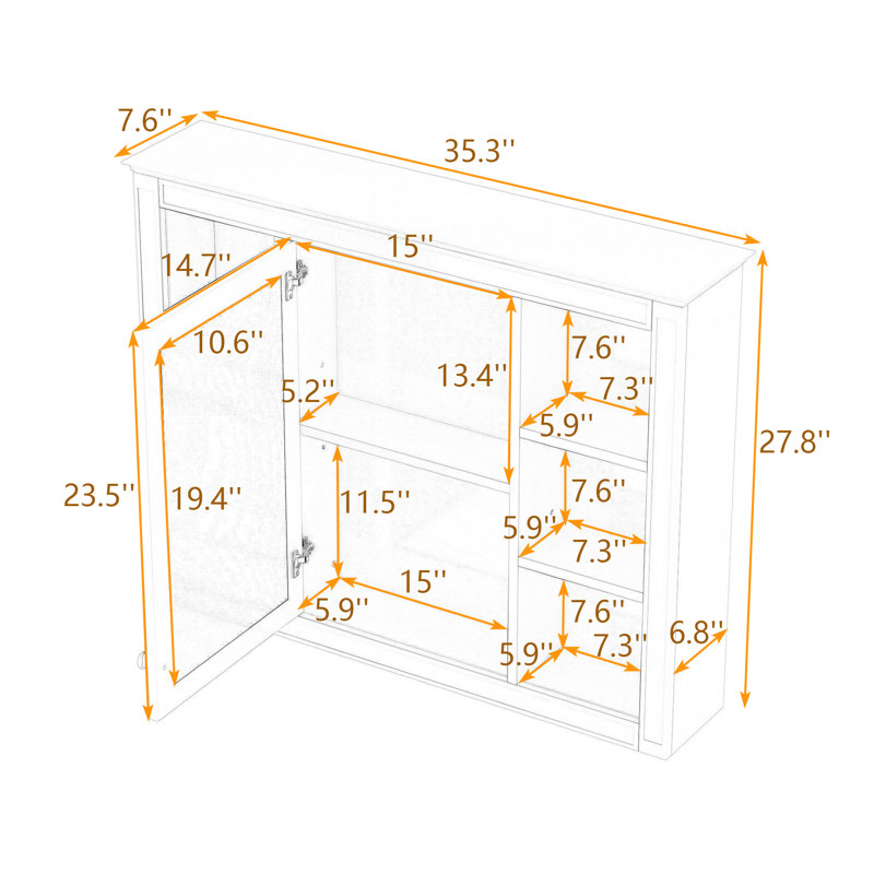 Armoire à pharmacie murale avec miroir et rangement dissimulé Eversole, Vert
