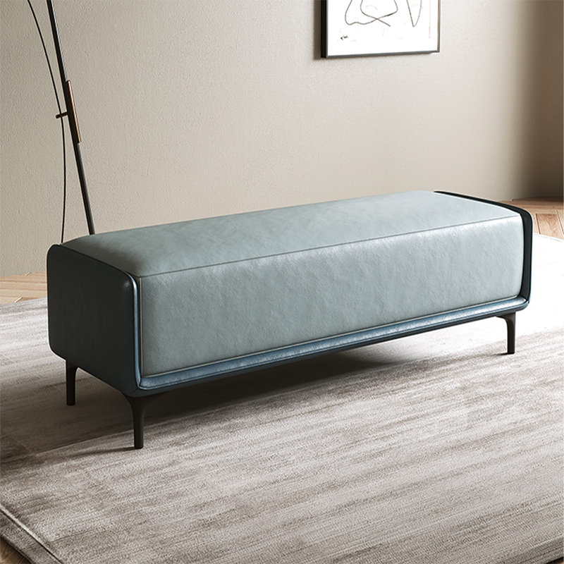 Long banc en cuir bleu moderne, Bleu
