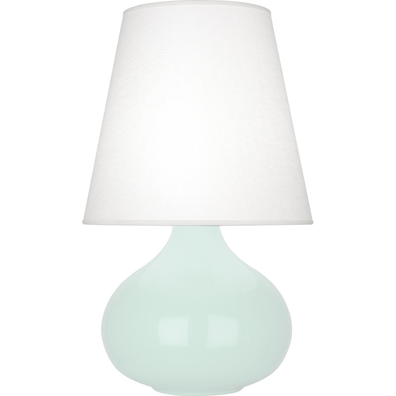 June 30.75" Table Lamp, Oyster Linen, Mint Glazed