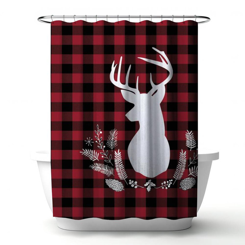 Gingham – Polyester Shower Curtain, Dye Sublimation Print, 71" W × 74" L