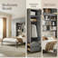 Grand lit escamotable mural avec armoires de rangement, étagères, garde-robe et tiroirs - Conception pliable peu encombrante pour les petites pièces, gris (N708S00022E-1)-416831358