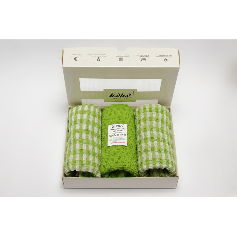 Cotton Jacquard Tea Towel Kitchen Towel, Lime Green