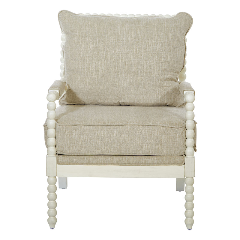 Fletcher 26.75" Wide Armchair, Antique White, Beige 100% Polyester