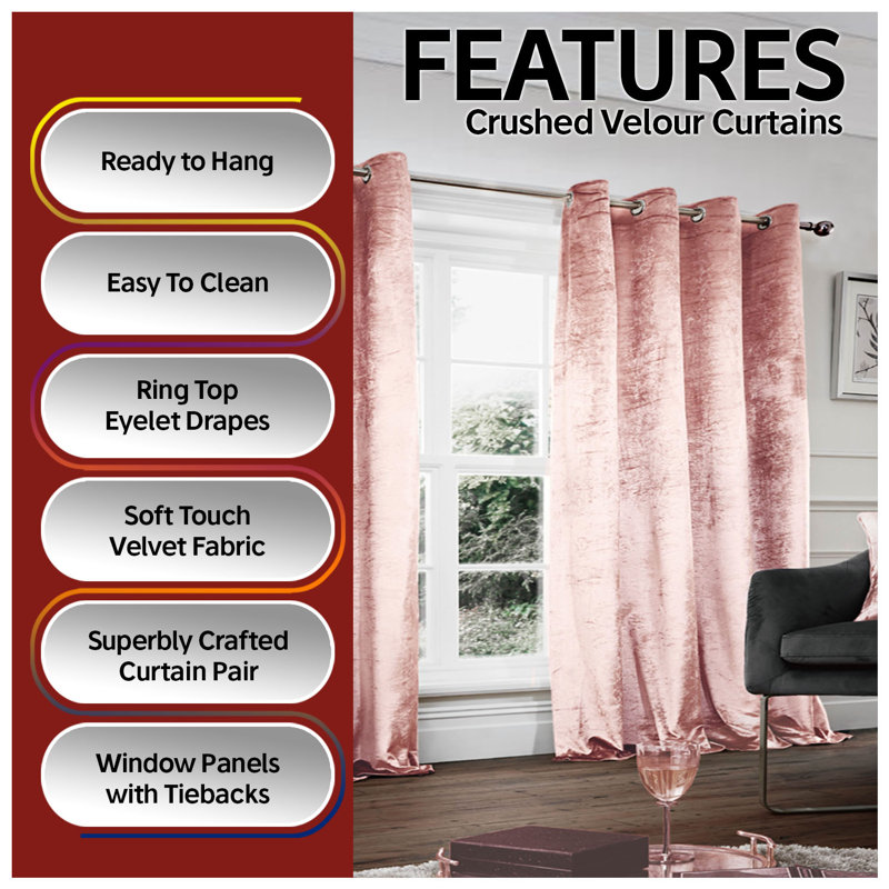 Blackout Curtain, Pink, 168cm Width x 229cm Drop