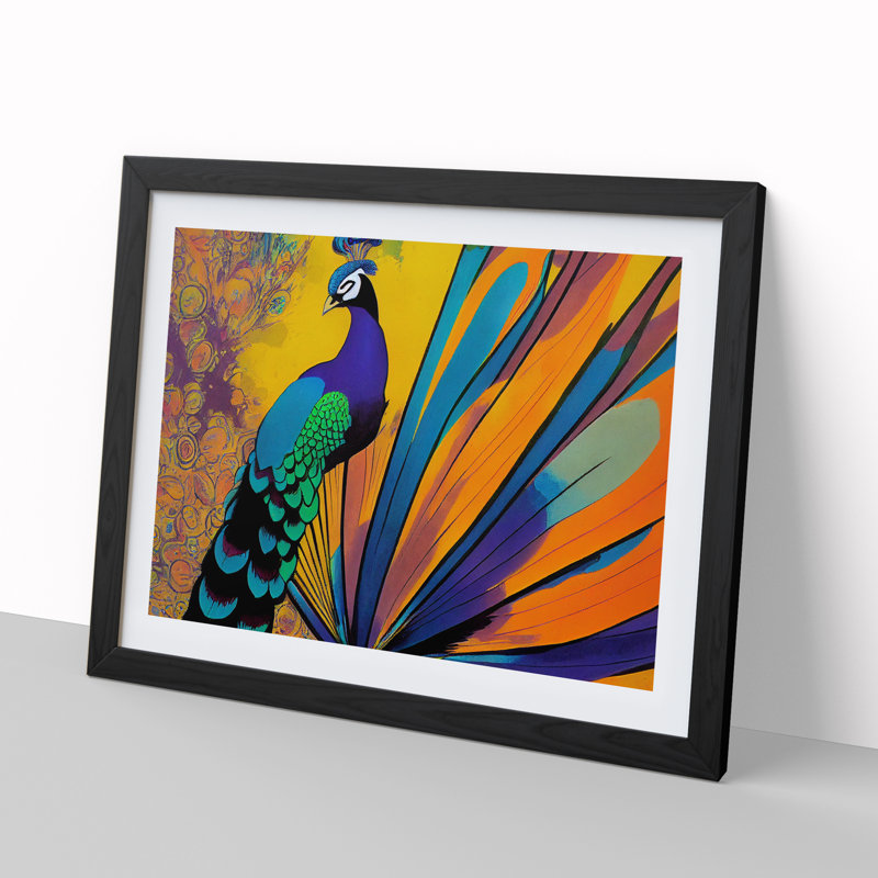 Exclusive Peacock Abstract - Framed Print, Black, 25cm H x 34cm W x 2cm D