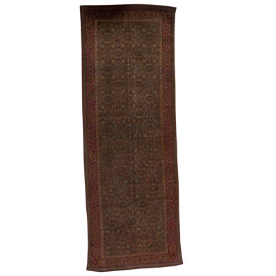 Tapis rouge et brun noué à la main de haute qualité