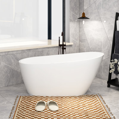 59.1'' x 28.7'' Freestanding Soaking Acrylic Bathtub