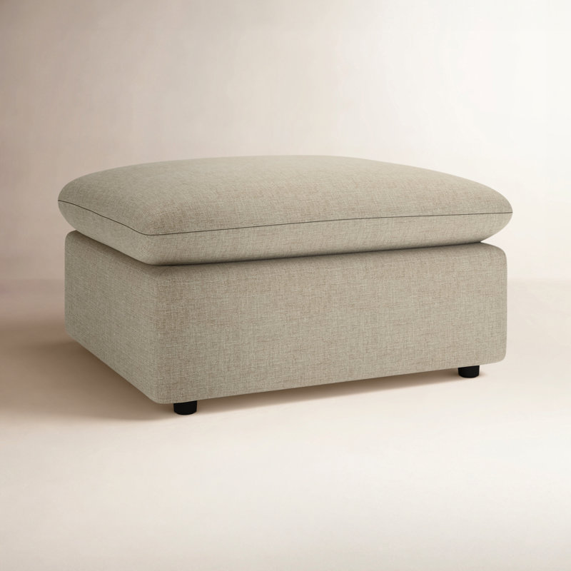 Kallie Upholstered Ottoman, Turbo Wheat Basketweave