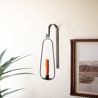  Vertical Oval Wall Taper Candle Holder – Iron Sconce 23"H, Set Of 2