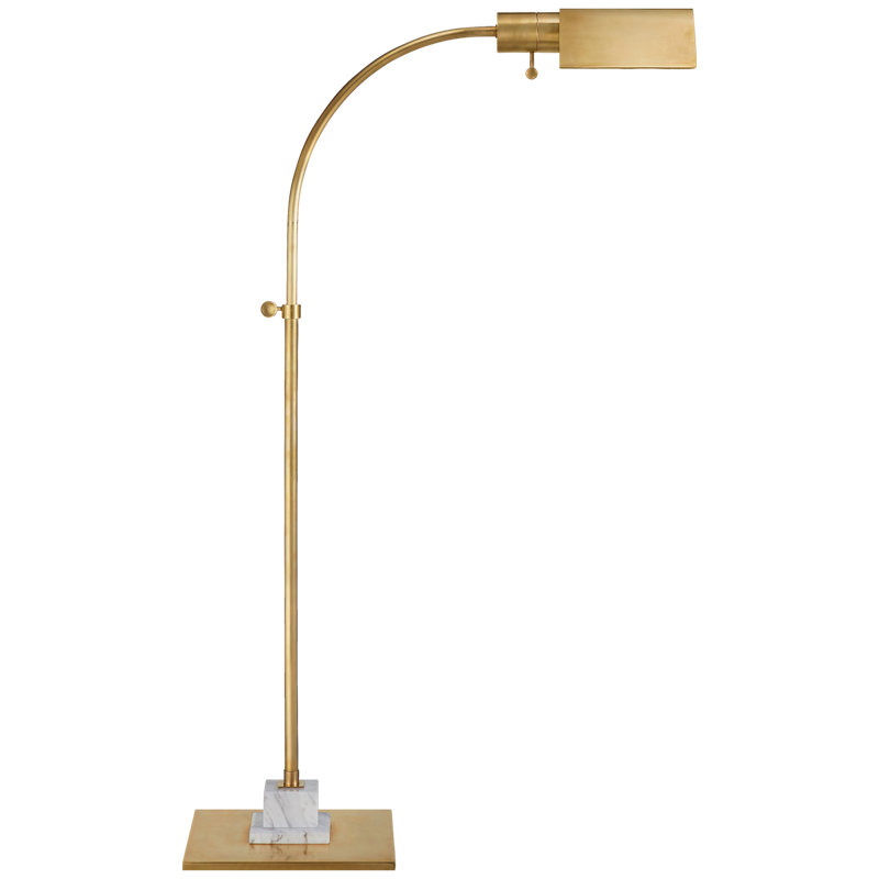 Eton Arched Floor Lamp, Hand-Rubbed Antique Brass/White