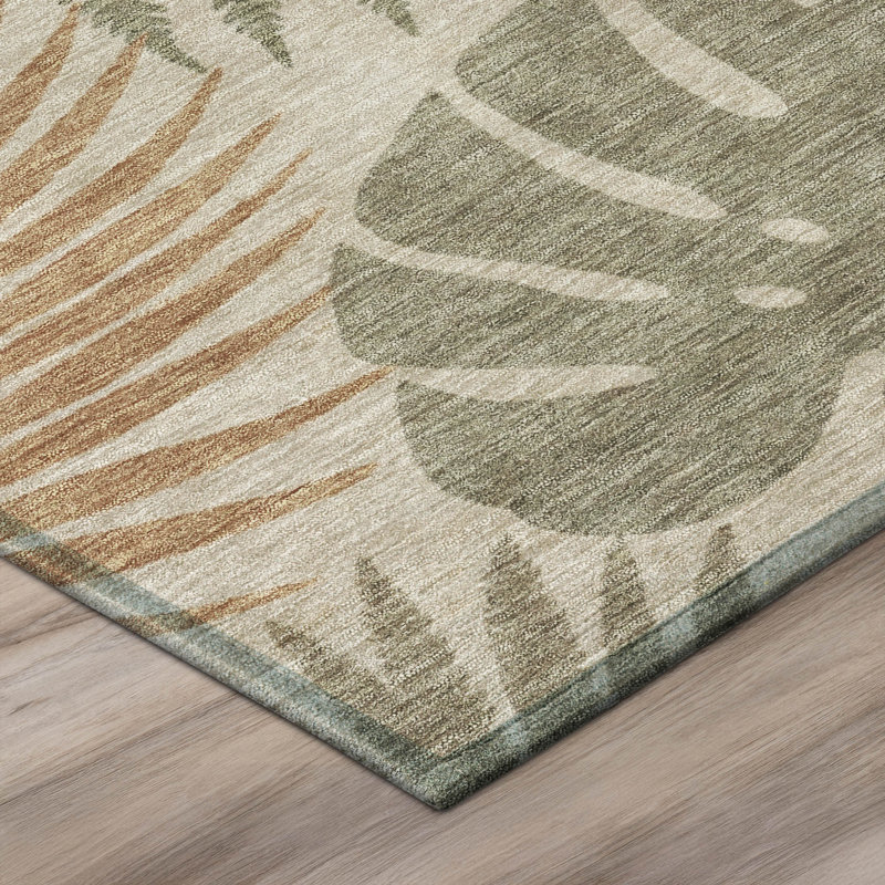Tapis tropical Chantille ACN3009 lavable à la machine pour intérieur/extérieur, Beige, Tapis de couloir 2 pi 3 po x 7 pi 6 po