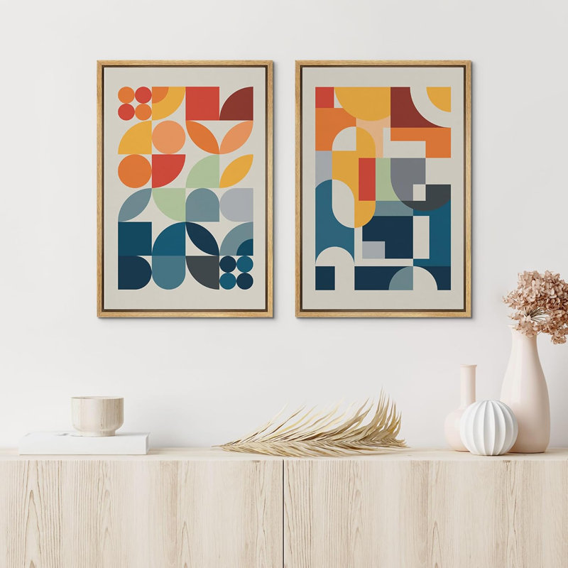 Mid Century Shape 2 - Pieces, Natural, 24" H x 32" W