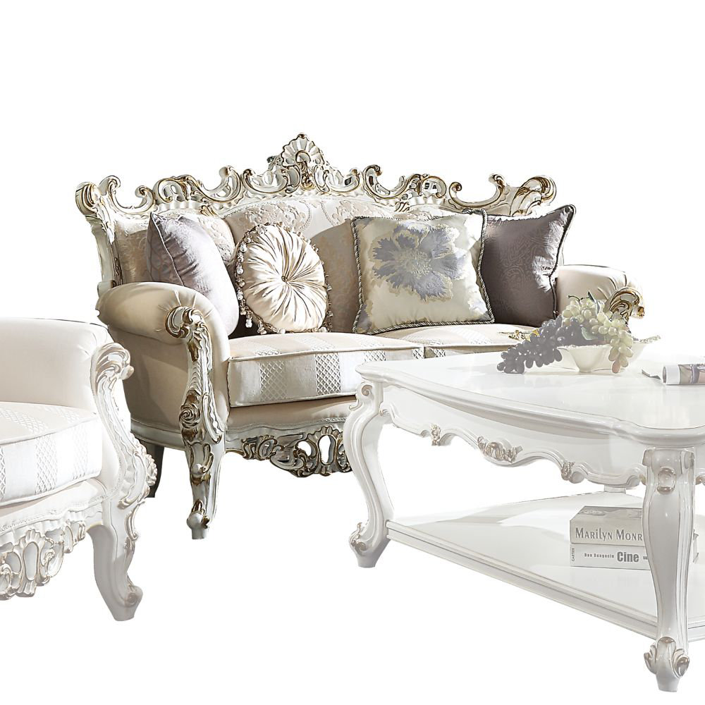 Vestavia Rolled Arm Loveseat in Antique Pearl Rosdorf Park