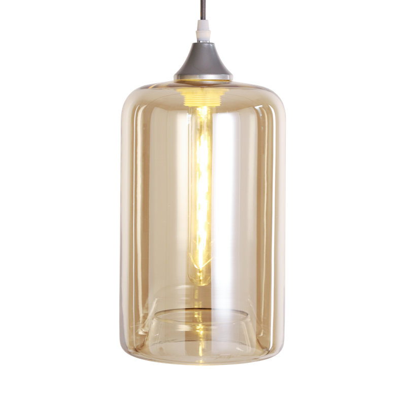 Aevyn 1 - Light Cylinder Pendant, Amber, Gold