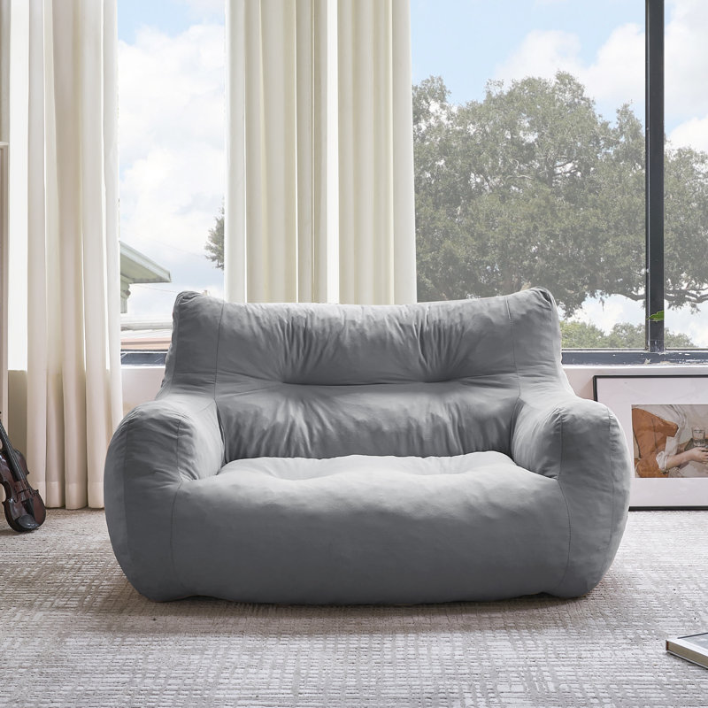 Oversized Bean Bag Chair for Adults, 2-Seater Loveseat Sofa, Bean Bag Couch with Filler Giant Living Room Bean Bag Chair with Pocket, Big Lazy Sofa Accent Chair for Gaming, Reading
