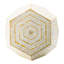 Tabouret de 18 po x 18 po x 21 po avec capes hexagonales, couleur crème et jaune, incrustations incrustées, embellissements en forme de losange, tabouret de table d'appoint ou pour table d'appoint, attributs, ornements, à utiliser comme