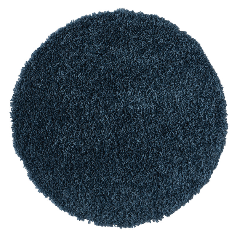 Shaggy Lush Dark Blue Rug, Round 100cm