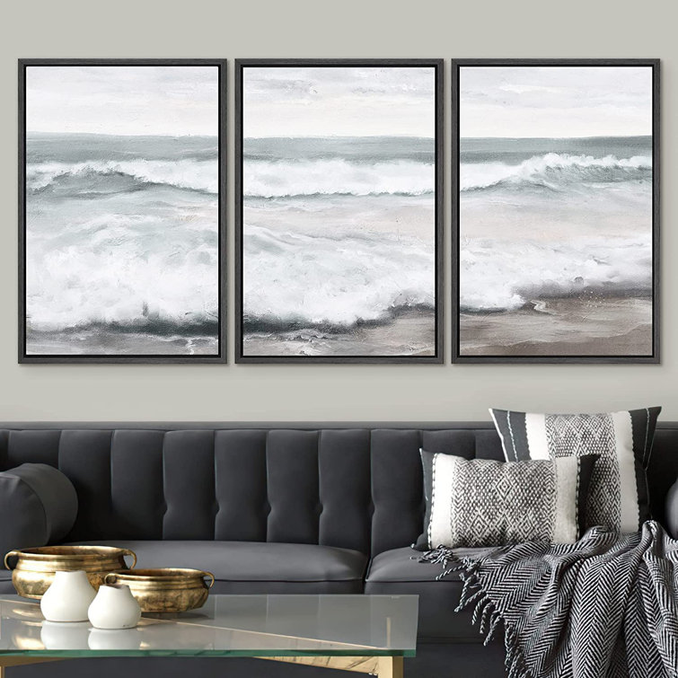 Pastel Beach - 6 Piece Framed Gallery Wall Set - Black