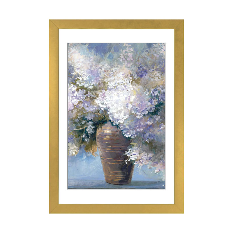 Lavender Explosion Revisited - Wall Art Print - Framed Fine Art Paper, 32" H x 24" W, Open Corner Frame Paper with Mat, Gold