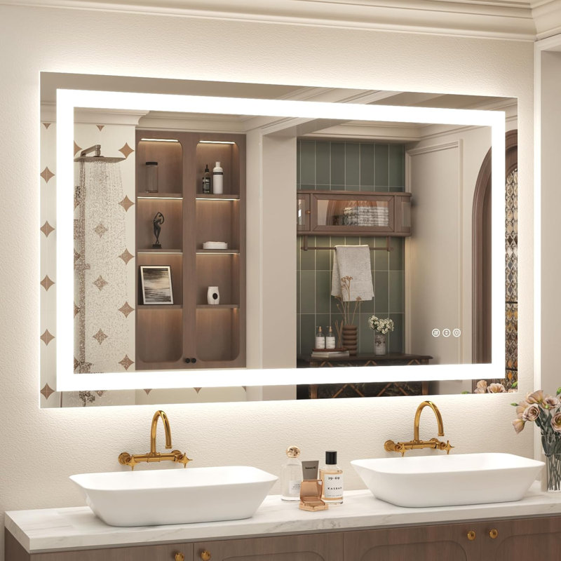 Lunara UL Certified Front Light and Backlit LED Anti-Fog Bathroom Vanity Mirror 5mm Premium Tempered Glass, 48" x 28"