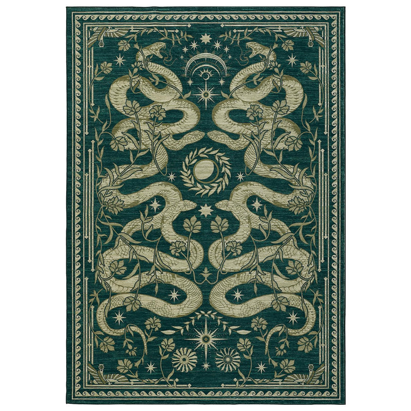 Living Room Rug Snake Area Rug Non Slip Washable Rugs Stain Resistant Design Non Shedding Floor Carpet for Dining Room Nursery