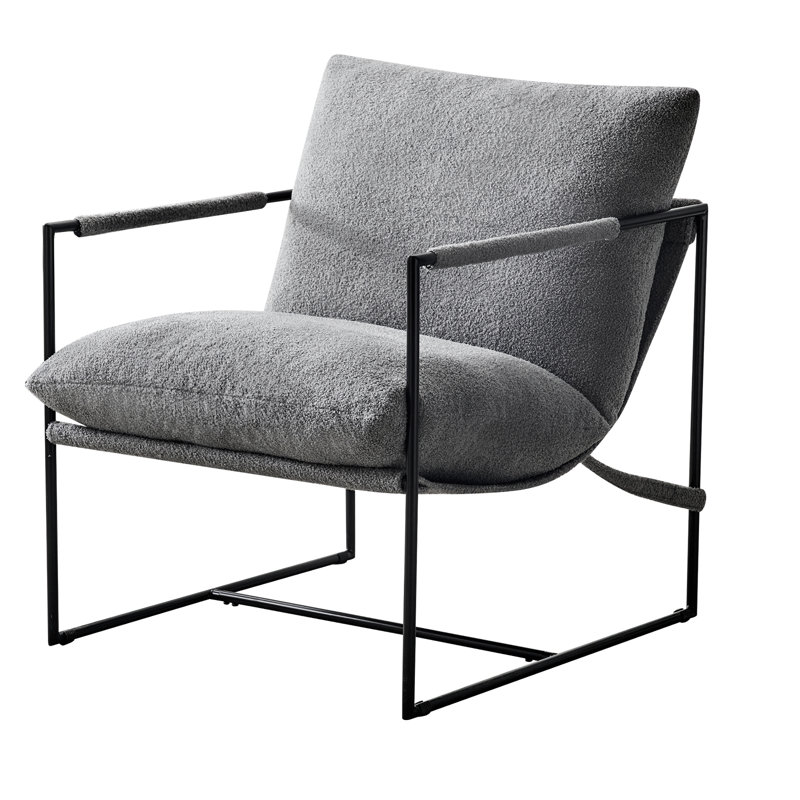 Chaise d'appoint rembourrée l 29 po avec structure en métal, Gris