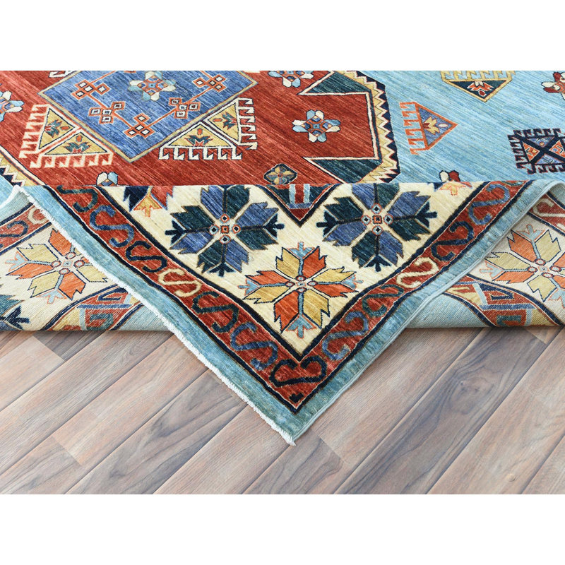 Tapis bleu ciel en laine noué à la main 9 K x l 9 pi x 9 pi 8 po 467B03436D5C421F80C66B06E682FAA5