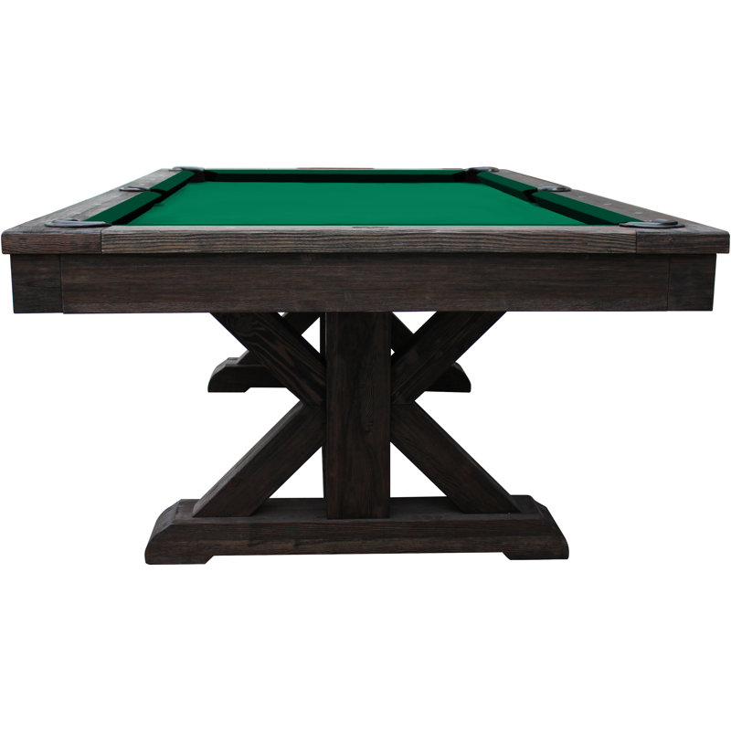 Brazos River Weathered 8' Slate Pool Table with Professional Installation Included, Weathered Black, Championship Green
