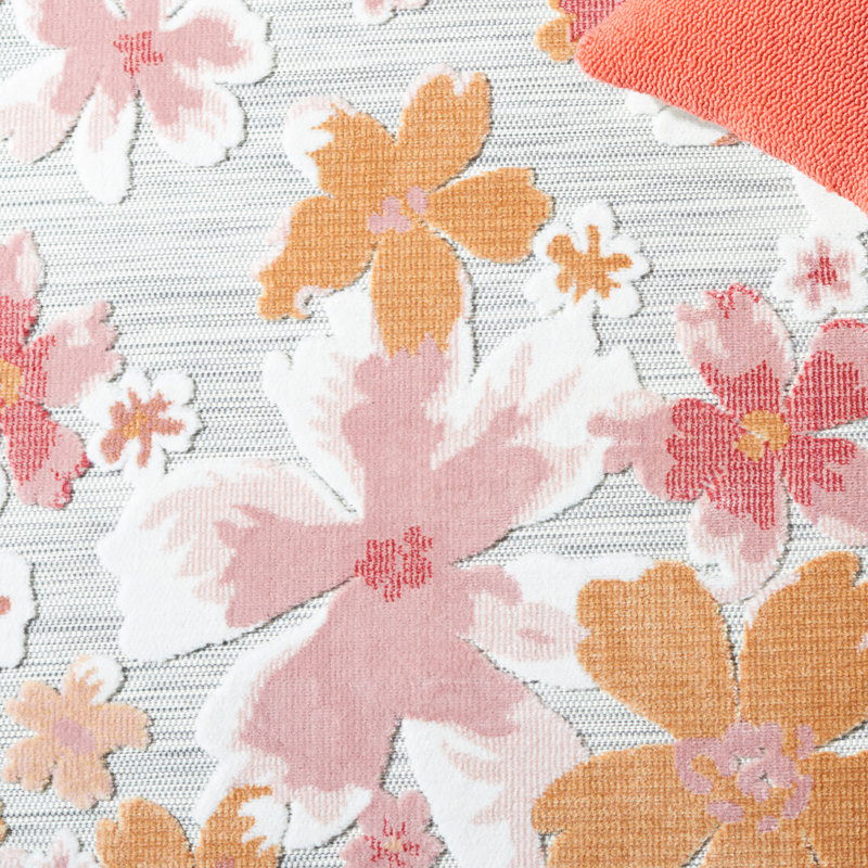 Tapis d'intérieur / extérieur à motif floral Goines, Tapis de couloir 2 pi x 10 pi