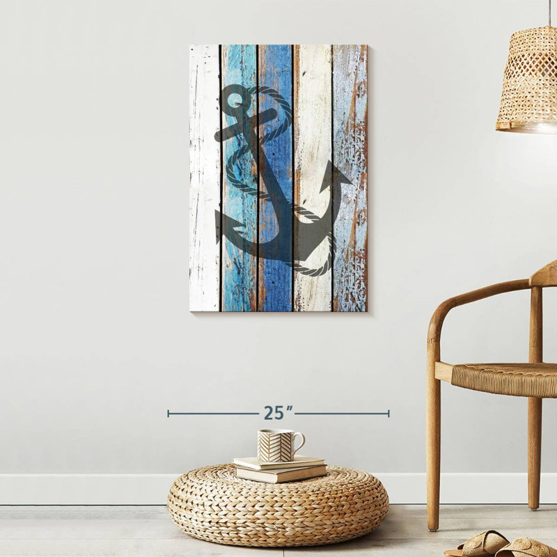 «Anchor Wooden Nautical», reproduction sur toile, H 30 po x l 20 po x P 1,25 po