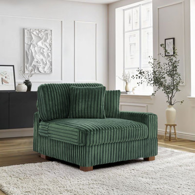 Fauteuil rembourré en flanelle de fourrure de lapin verte avec dossier rembourré