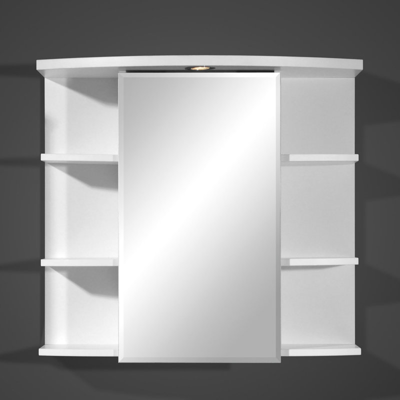 Spital 70mm W 65mm H Surface Medicine Cabinet Mirror 6 Fixed, White